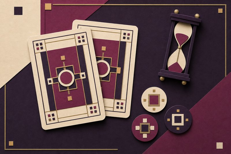 Illustration: zwei Karten und Jetons auf einem Spieltisch